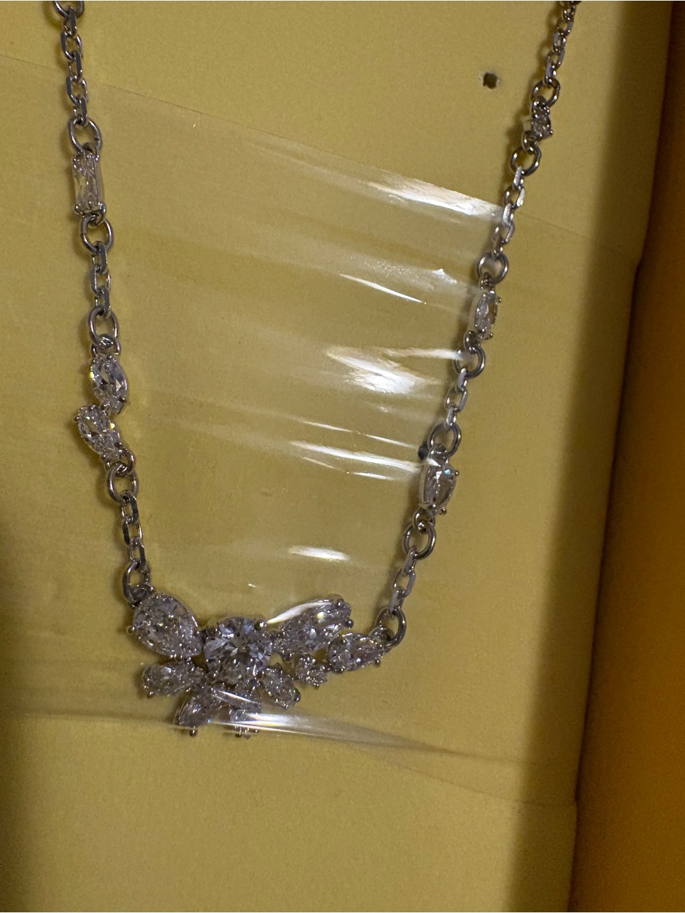 Swarovski Silver Crystal Floral Cluster Necklace